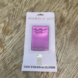 Madden Girl Scalloped Metallic Faux Leather Sticky ID Holder for Cellphone